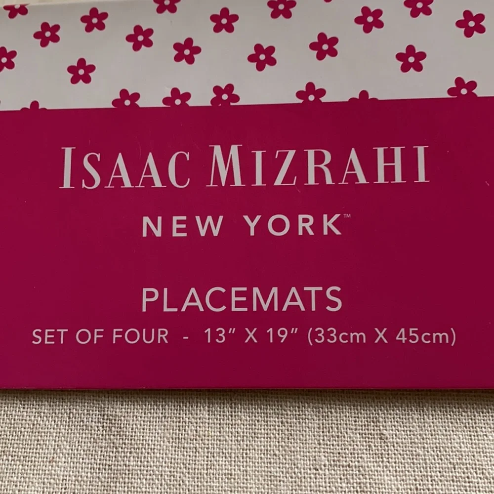 Isaac Mizrahi Bunny Rabbit Placemats Set of 4 Easter Bow Glasses